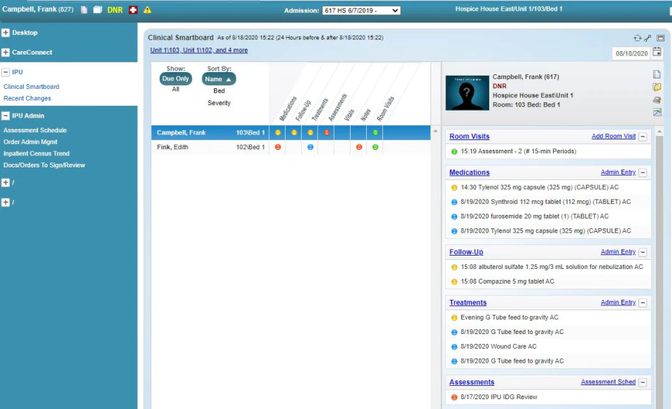 screenshot of myUnity Home Care & Hospice